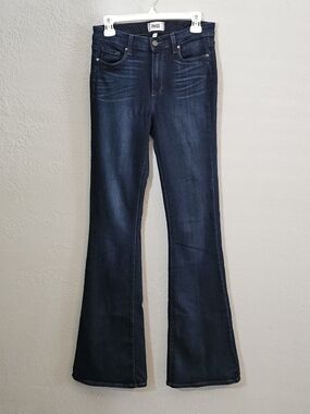 PAIGE High Rise Bell Canyon Flare Leg Jeans Dark Wash Womens 29